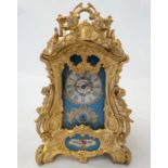 A 21stC Rococo Revival Style Ormolu Repeater Alarm Carriage Clock : a painted and gilded porcelain