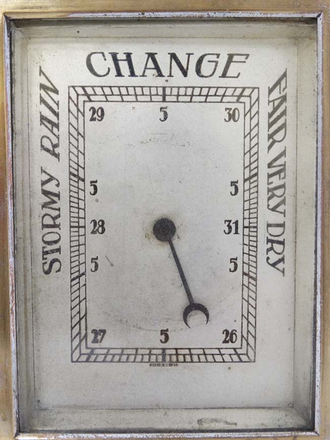 Art Deco Combination Clock, Barometer and Thermometer: a silver plated on brass, square dialled , - Image 9 of 11