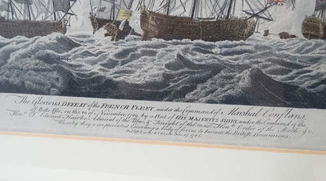 Goldar after Swain 1786, Hand coloured marine engraving, ' The Glorious DEFEAT of the FRENCH FLEET . - Image 7 of 8