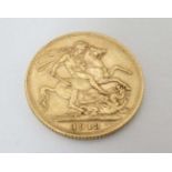 Sovereign coin : Georgivs V , 1913 , 22 ct gold Full Sovereign,