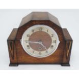 Three train Art Deco Mantle Clock : a Franz Hermele Clock Company clock striking on bars,