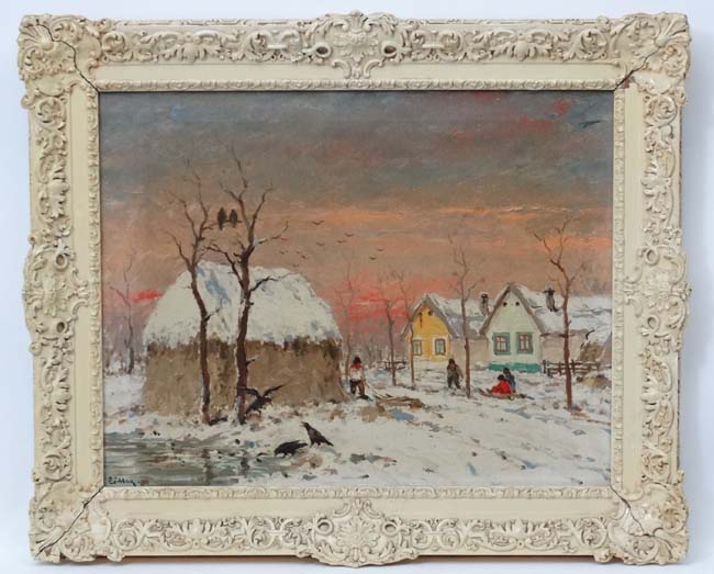 Jozsef Csillag (1894-1977) Hungarian, Oil on canvas, Winter, Signed lower left,