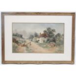 W B Britton 1884, Watercolour, Tending fallen wood in the country, Signed and dated lower right,