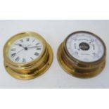 Ships Clock & Barometer : " Foster Callear " two sperate Brass cases with wall fixing ability,