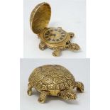 Lance Tortoise alarm clock : an unusual novelty bedside alarm clock with gilded finish,