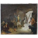 Indistinctly Signed , Early American School, Oil on canvas,