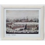 After LS Lowry (1887-1976), Coloured print, ' The Pond ', Originally Painted 1942.