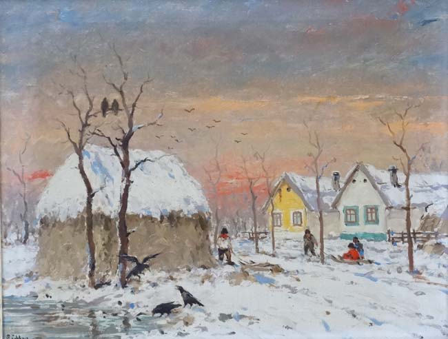 Jozsef Csillag (1894-1977) Hungarian, Oil on canvas, Winter, Signed lower left, - Image 3 of 5