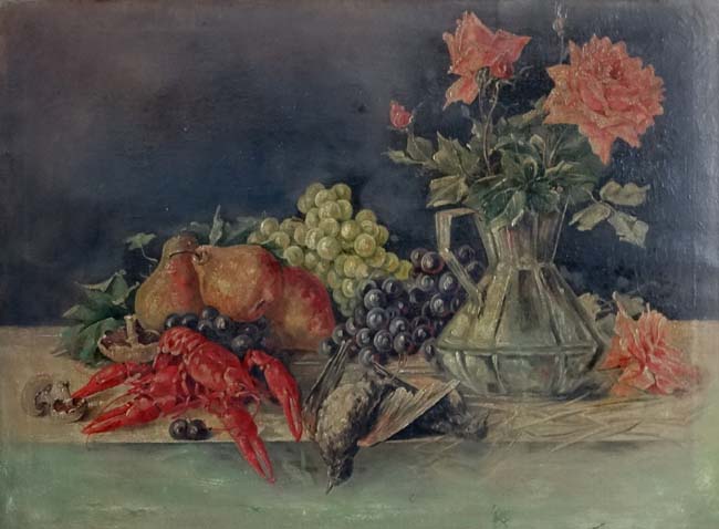 Early 20thC Continental School, Oil on canvas, Still life of fruit , - Image 3 of 3