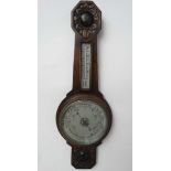 Oak 2 glass wall Barometer : an aneroid barometer and Farenheit / Centrigrade thermometer with