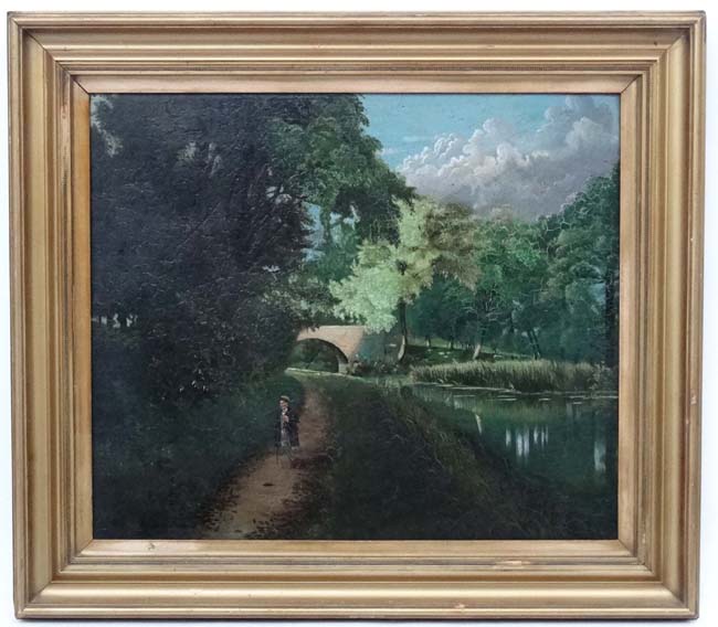 Walter Seavill 1925, Oil on fielded panel, Figure walking on the Canal towpath,