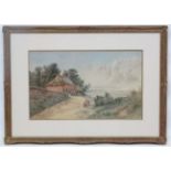 W B Britton 1884, Watercolour, Figure drawing water from a country well with cottage etc,