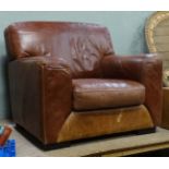 Brown leather single armchair CONDITION: Please Note - we do not make reference to