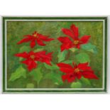 HR Arnold XX, Oil on board, Poinsettias, Signed lower right.