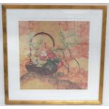 Jane Lanell XX, Limited edition coloured print 248/400, A basket of oriental flowers,