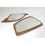 Vintage Retro : two shaped wall mirrors, the rhombus shaped mirror measuring 23 1/2 x 14 1/2".