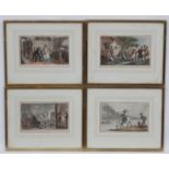 Drawn and etched by Rowlandson c 1813, 4 hand coloured etchings,