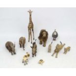 Ethnographic Native Tribal : a quantity of 11 Zambian figures of wild animals including , giraffe,