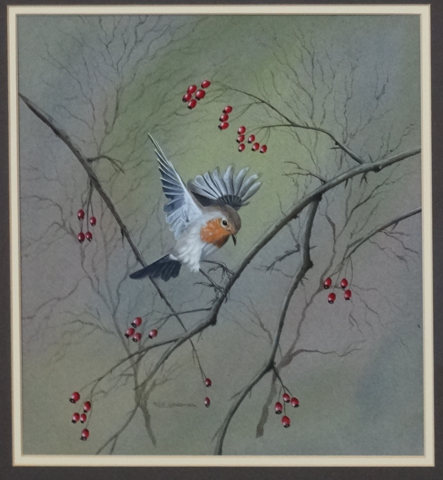 D J S Goodman XX Ornithological School, Gouache , a pair, Robin and Coal Titmouse, - Image 4 of 5