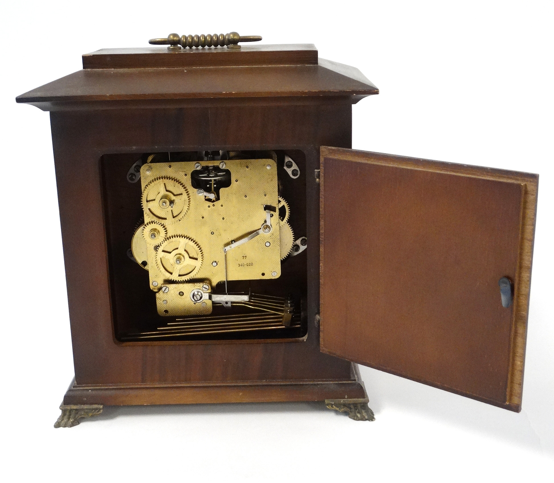 Klehinger 3 Train Bracket Clock : a German 20thC walnut cased Bracket Clock with 3 train movement - Image 7 of 11