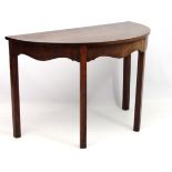 A Georgian D shaped mahogany table 43" wide x 22" deep x 27 1/2" high CONDITION: