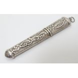 A late 20thC silver needle / bodkin case 3 1/4" long CONDITION: Please Note - we