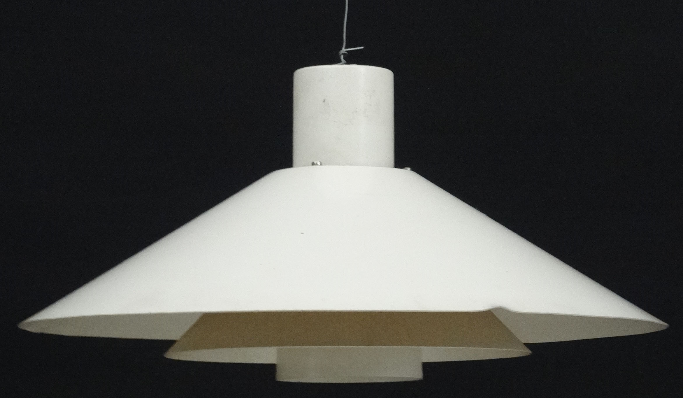 Vintage Retro : A Danish pendant light , with red under and cream livery ,