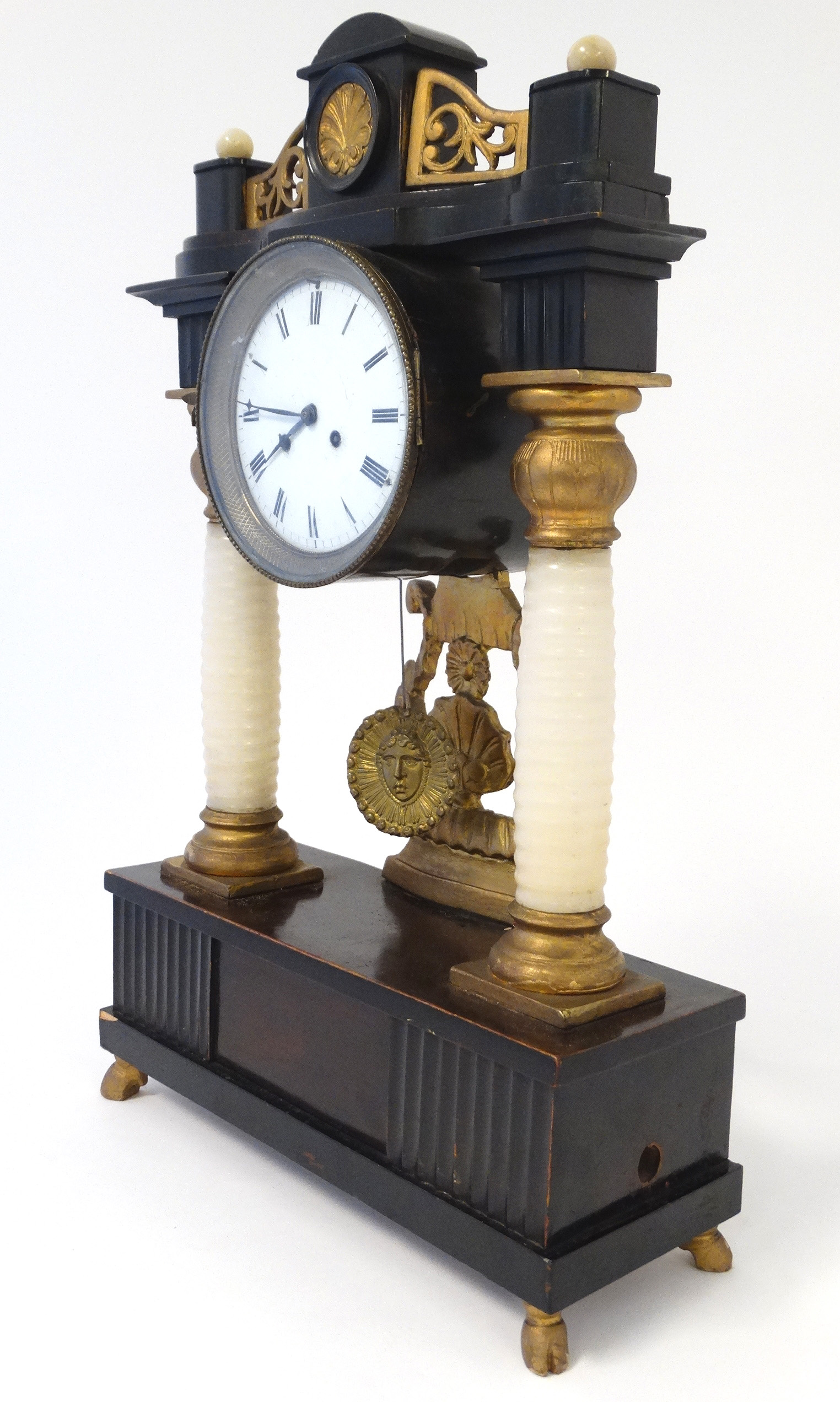 A Musical Movement Hungarian? Portico Clock : a clockwork key wind musical movement to base ( - Image 5 of 12