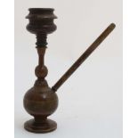 A C1900 turned wooden Arabian pipe / hookah pipe 9 1/2" high CONDITION: Please Note