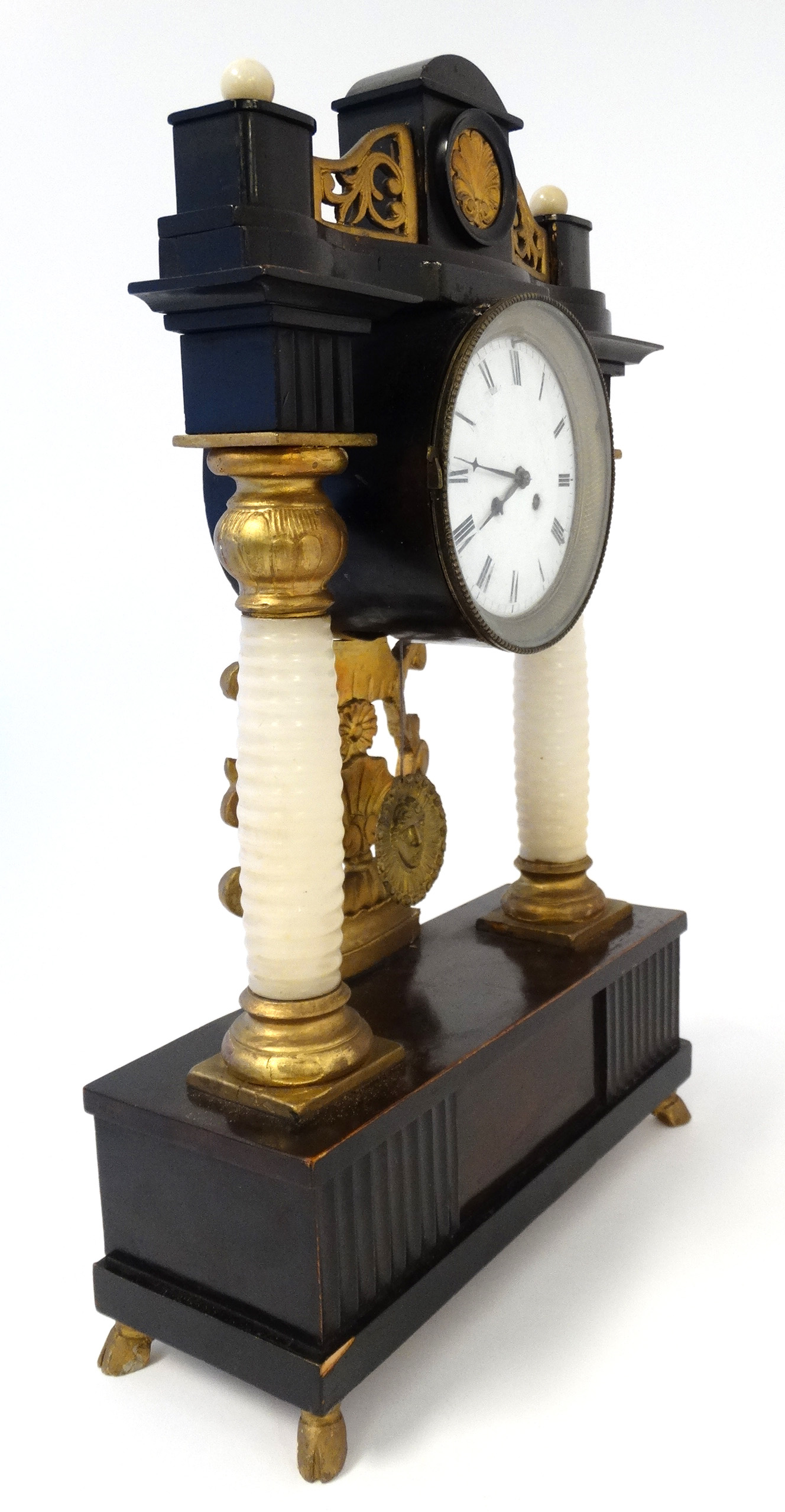 A Musical Movement Hungarian? Portico Clock : a clockwork key wind musical movement to base ( - Image 4 of 12