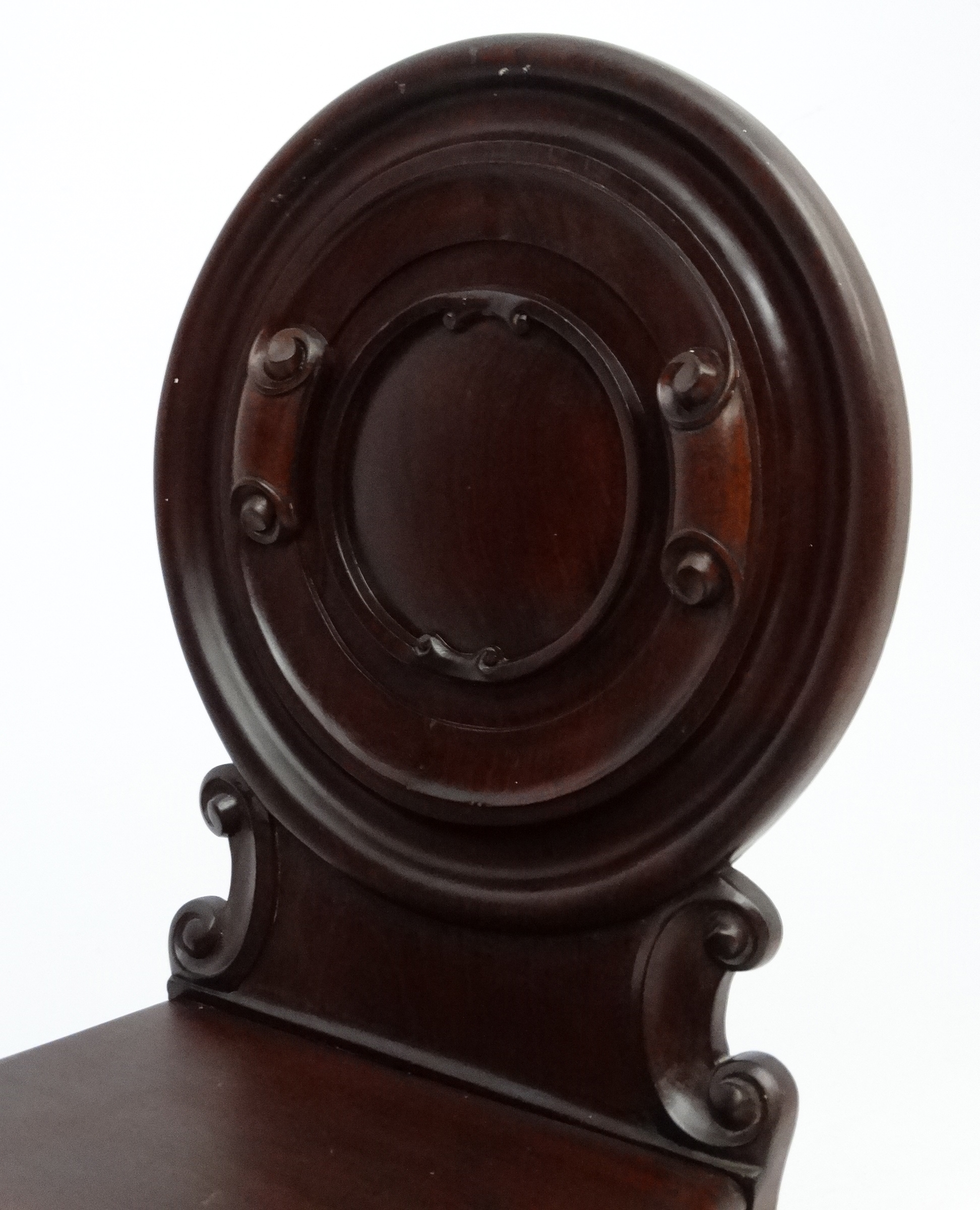 A Victorian plum coloured mahogany hall chair 33 1/2" high CONDITION: Please Note - - Image 2 of 5