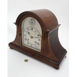 A late Bracket Mantle Clock with Plated Movement : an 8 day thick Brass plated pendulum movement