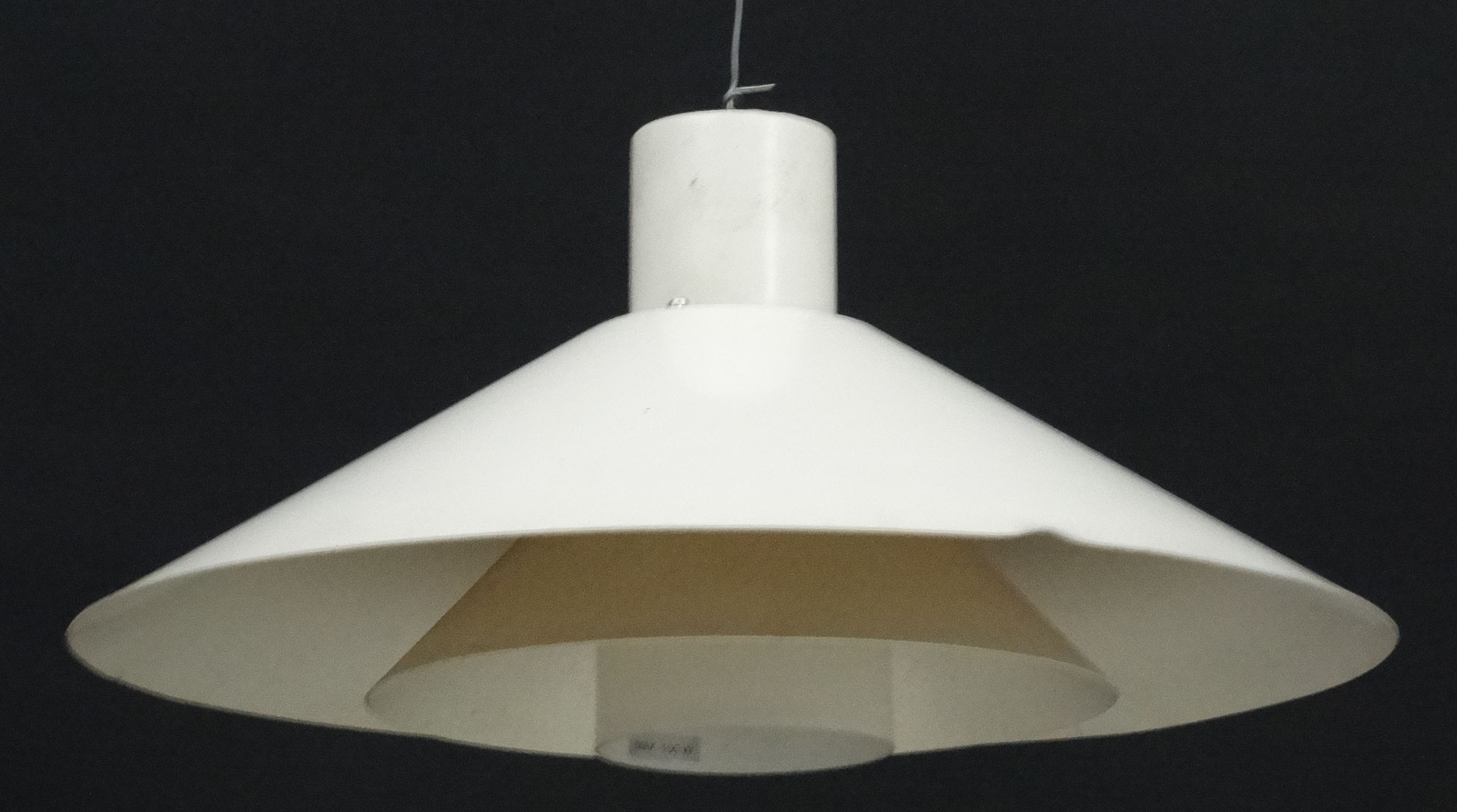 Vintage Retro : A Danish pendant light , with red under and cream livery , - Image 4 of 4