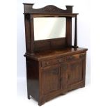 Arts & Crafts : a circa 1900 Dresser of oak , mirror back,