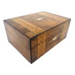 A 19thC walnut banded box 11 1/2" wide x 5" high x 8 1/2" deep.