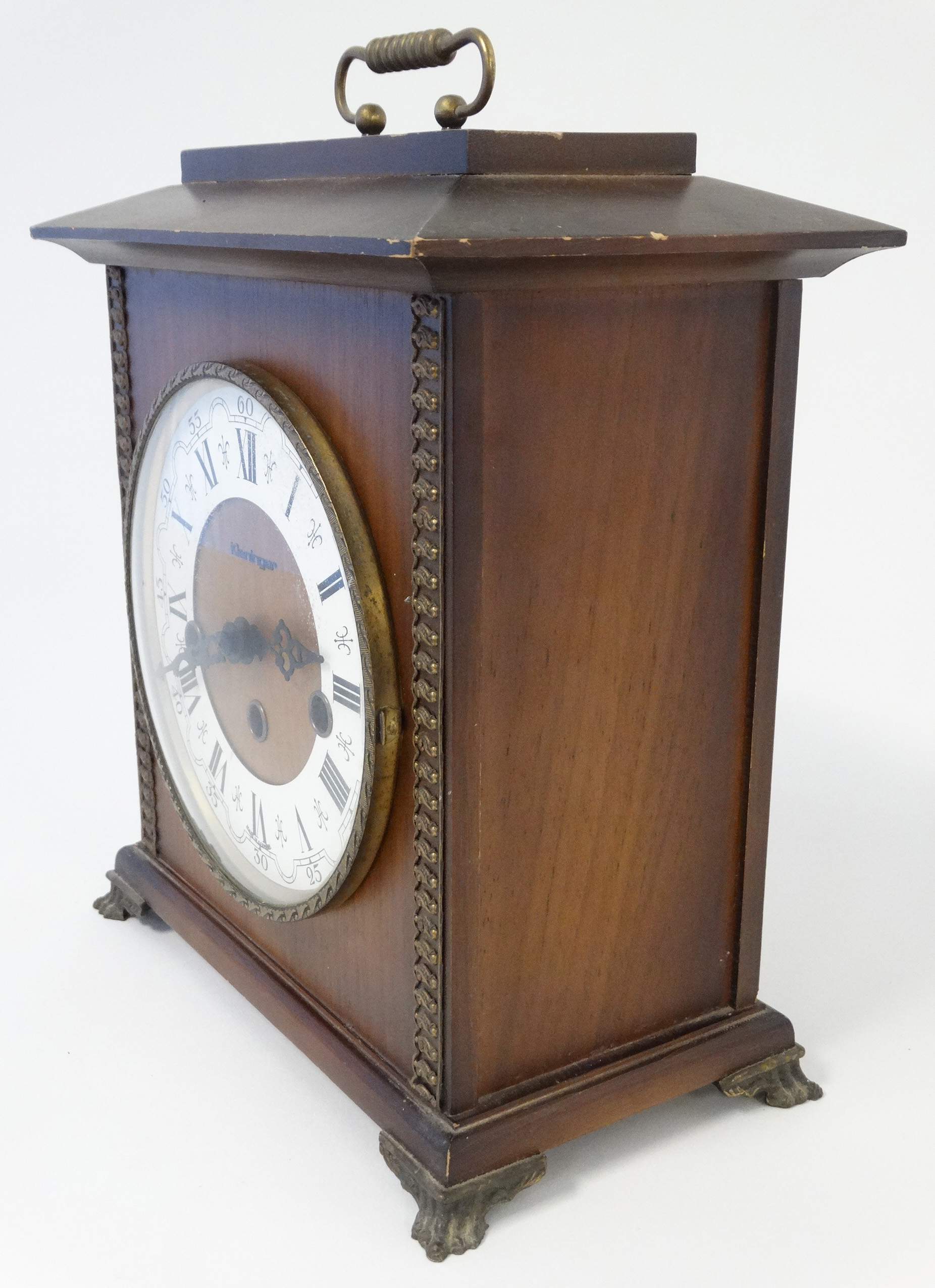 Klehinger 3 Train Bracket Clock : a German 20thC walnut cased Bracket Clock with 3 train movement - Image 5 of 11