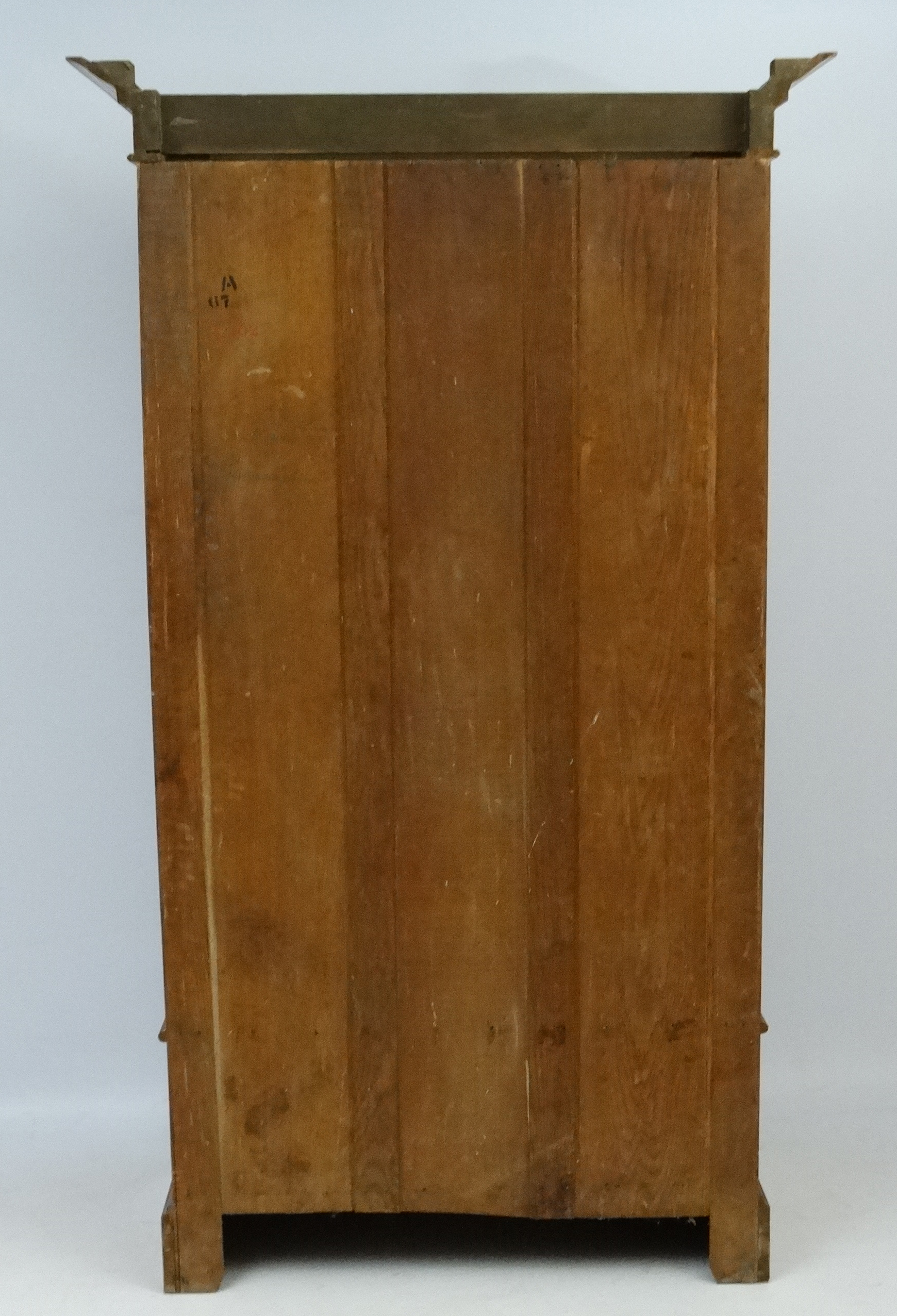 Art Nouveau : Art Nouveau : a circa 1900 Walnut ( near satin walnut ) single wardrobe with central - Image 5 of 6