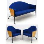 Vintage Retro : a Danish ' efg' ( European Furniture Group , 1 labelled) sofa and 2 chairs ,
