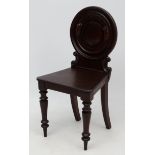 A Victorian plum coloured mahogany hall chair 33 1/2" high CONDITION: Please Note -
