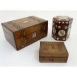 An English walnut banded box,