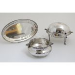 3 items of silver plated wares comprising oval tray,