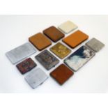 12 assorted cigarette cases to include silver plate, chrome, pigskin etc examples.