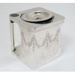 ' The Cube ' : A silver plate teapot of unusual squared form marked with patent details under for
