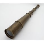 Militaria : A brass three - drawer Naval Telescope ,