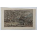 C.1900 English School, Pastel on card. The edge of the woods.