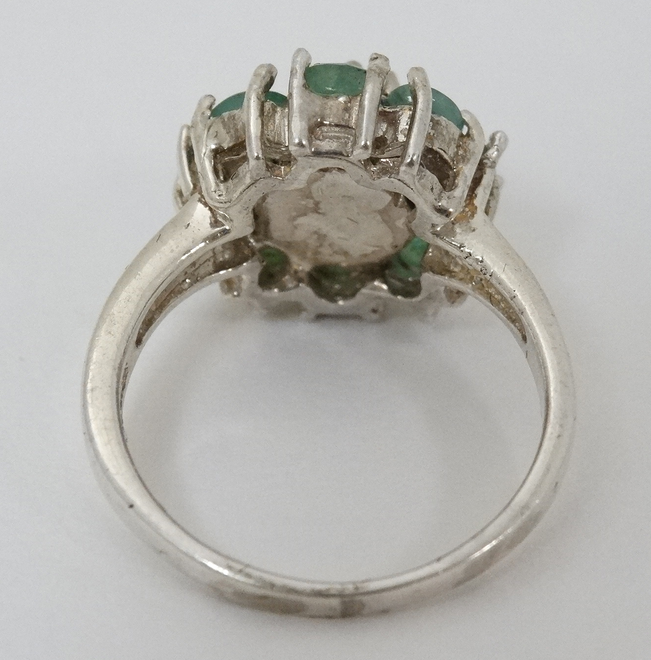 A silver ring set with green stones and marcasites CONDITION: Please Note - we do - Image 4 of 5