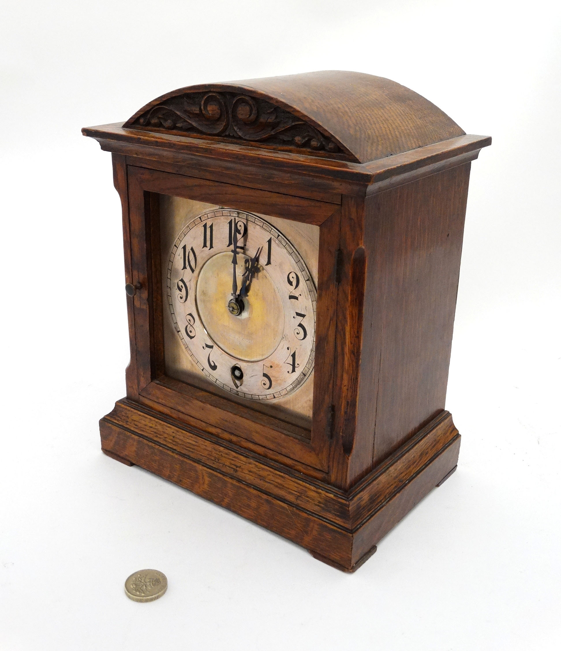 W & H Bracket Clock : a Winterhalder & Hofmeier oak cased Timepiece , - Image 6 of 8