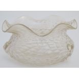 Art Nouveau Bohemian Art glass : An iridescent glass bowl with textured and trailed detail.