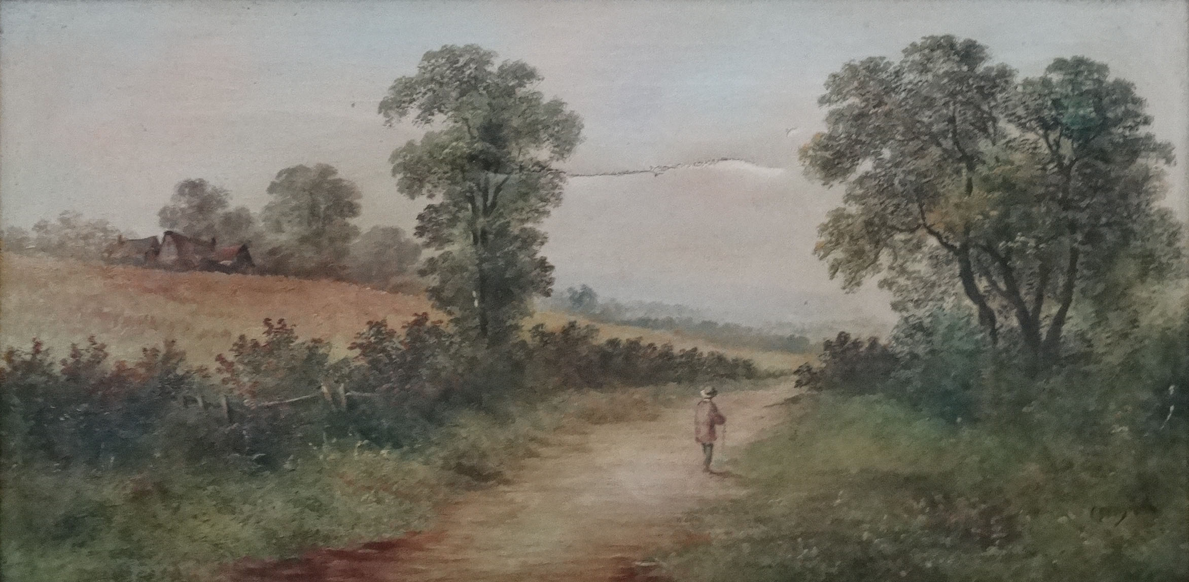 Goodwin XIX-XX, Oil on canvas - a pair, Figure walking past a pond & figure on a country path, - Image 3 of 6