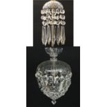 A 20thC pendant and cut glass drop bag light fitting approx 8" diameter CONDITION:
